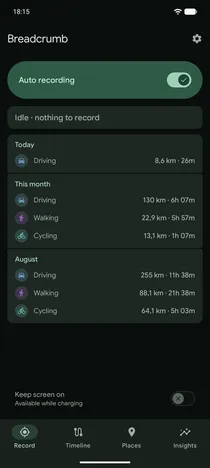 Record tab with this month's totals